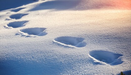 footprints of a wild wolf animal on snow