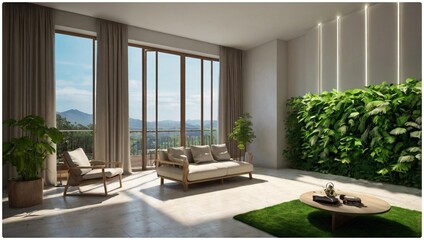 Fototapeta premium modern living room with garden
