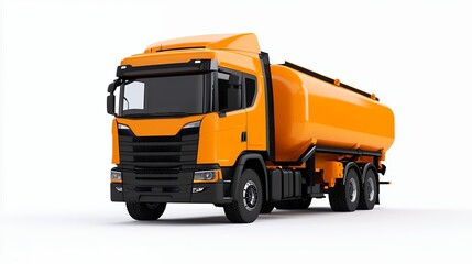 Modern Orange Tanker Truck on White Background, Generative AI.
