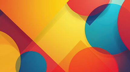 A clean, modern abstract background with bright red, blue, and yellow shapes, creating an energetic, dynamic atmosphere for creative and digital projects.