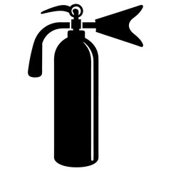 Fire Extinguisher Silhouette Vector Icon White Background.