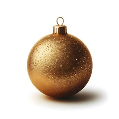 A golden dull christmas ball with glitter isolated on white background 