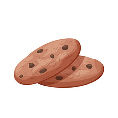 Oatmeal cookies with chocolate chips on white background. Biscuits. Delicious bakery products. Isolated vector illustration.