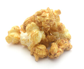 Popcorn heap,Close-up of popcorn against white background - stock photo
