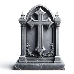 A grey tombstone gravestone isolated on white background