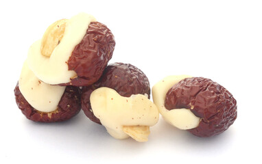Macadamia nuts isolated on white background - stock photo
