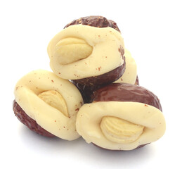 Macadamia nuts isolated on white background - stock photo
