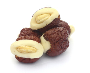 Macadamia nuts isolated on white background - stock photo

