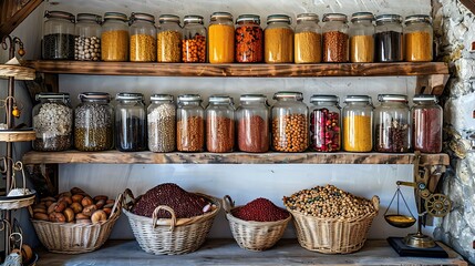 Sustainable containers packed with bulk pantry essentials.

