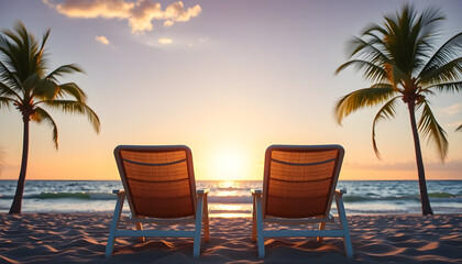 tropical beach with palm trees