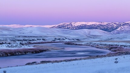 Obraz premium Quiet Mountains in Winter Twilight with Peaceful Snowy Light