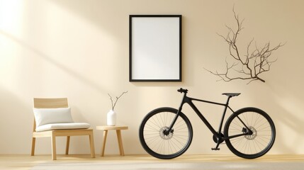 Modern room with bicycle and artwork