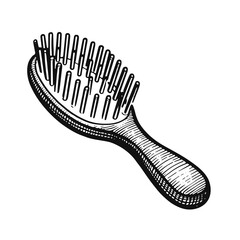 Hand-drawn Hairbrush Illustration, Black and White, for Hair Care and Grooming with copy space