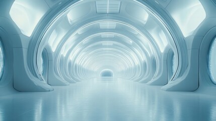 Fototapeta premium Bright, large agricultural hangar with futuristic architecture, clean and empty space, advanced technological elements
