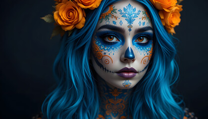 A woman with Day of the Dead makeup