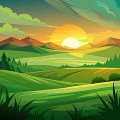 sunset in the mountains
