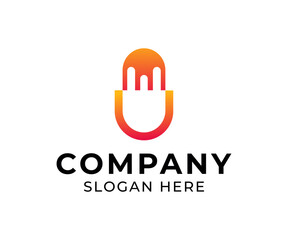 Modern Capsule Microphone Colorful Logo Design.