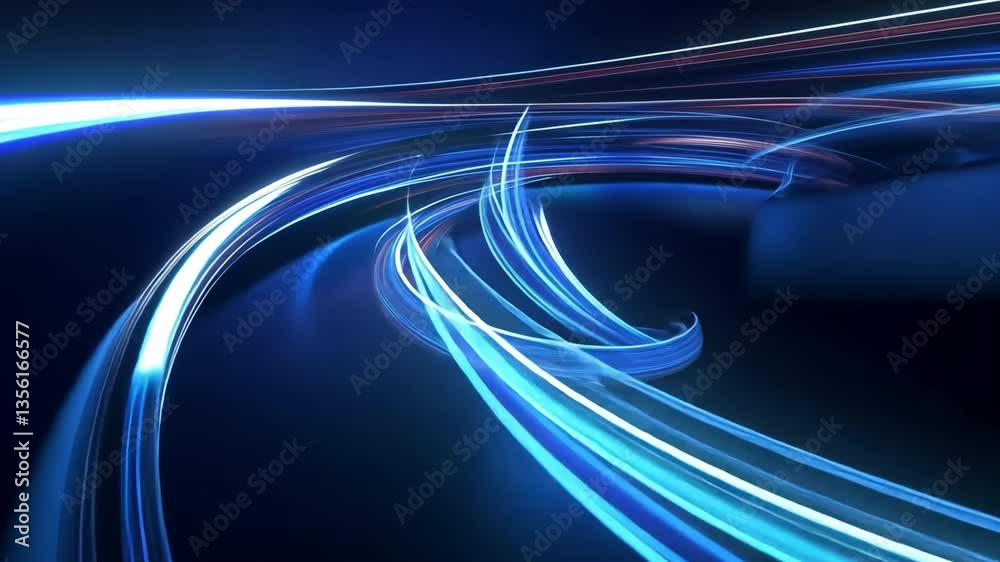Poster abstract digital flow: a dynamic display of digital light trails, showcasing flowing movement in an 
