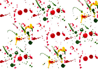 A textured drawing created from drops and spots of paint that were taken in one photograph. The photograph was repeated several times in the GIMP photo editor.