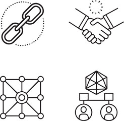 Connection and Network Line Icons Set Editable Stroke Vector for Communication and Technology