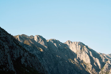 Soft sunlight on slopes of Kotor Bay