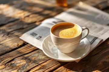 High Resolution Picture of Cup of Coffee with Newspaper