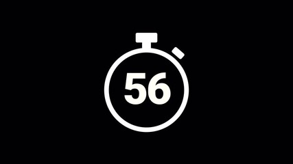 60 seconds, 1 minute countdown, Analog of simple clean timer motion graphic with text numbers, in and out, exercise pause, animated icon on a transparent background	
