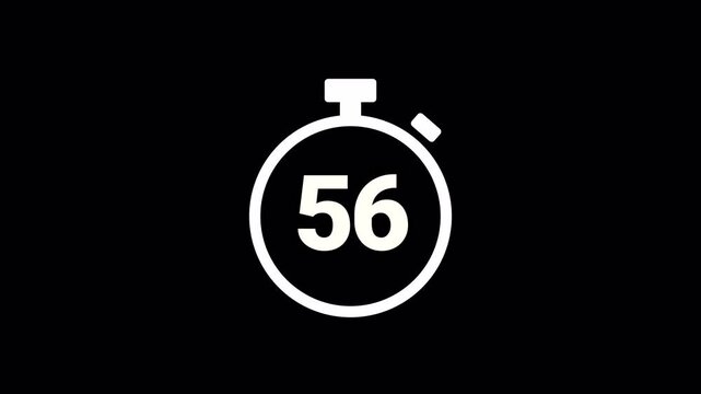 60 seconds, 1 minute countdown, Analog of simple clean timer motion graphic with text numbers, in and out, exercise pause, animated icon on a transparent background	
