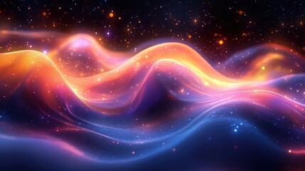 Obraz premium Vibrant Contemporary Abstract Digital Canvas with Colorful Gradient Waves