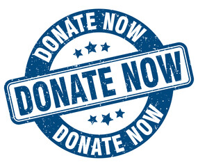 donate now stamp. donate now label. round grunge sign