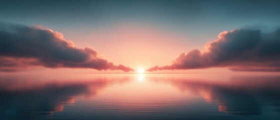 Fototapeta premium Sunset horizon over still water