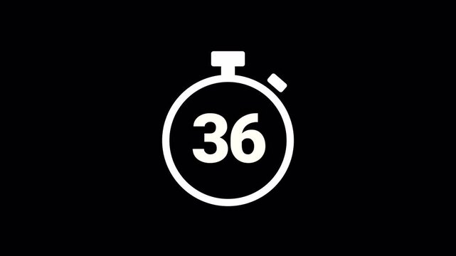 40 seconds countdown, Analog of simple clean timer motion graphic with text numbers, in and out, exercise pause, animated icon on a transparent background	
