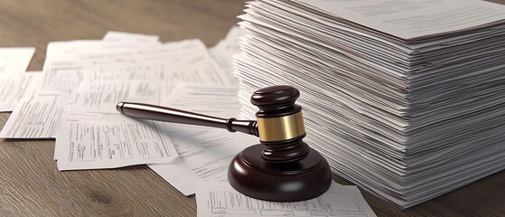 Gavel on documents representing legal issues.