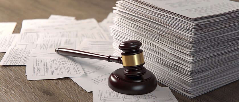 Gavel on documents representing legal issues.