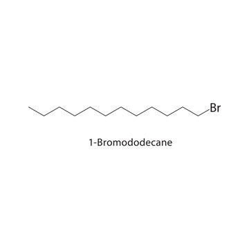 1-Bromododecane skeletal structure. Brominated Alkane compound schematic illustration. Simple diagram, chemical formula.