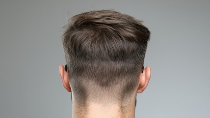 Obraz premium Stylish haircut showcasing a modern back view, ideal for hair fashion and personal grooming inspirations.