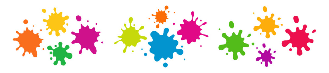 Colorful splashes in droplet style. Hand-drawn shapes of water droplets, liquid spray splashes and ink stains, silhouetted droplet vector set, liquid droplet illustration
