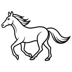 Obraz premium Horse running silhouette vector black outline, white background 