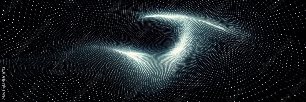 Wall mural abstract 3d wave pattern with light effect on dark background, artistic representation of digital de