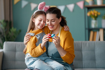 family preparing for Easter