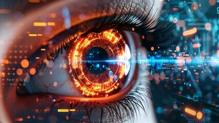 Close up of an advanced smart contact lens designed for health monitoring and vision enhancement