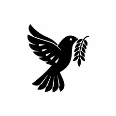 creative details Bird Holding a Leaf in Its Beak Icon vector illustration
