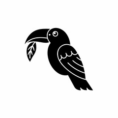 creative details Bird Holding a Leaf in Its Beak Icon vector illustration