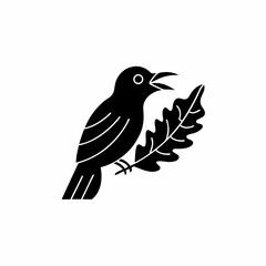 creative details Bird Holding a Leaf in Its Beak Icon vector illustration
