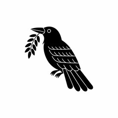 creative details Bird Holding a Leaf in Its Beak Icon vector illustration