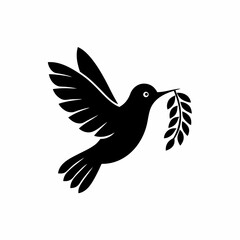 creative details Bird Holding a Leaf in Its Beak Icon vector illustration