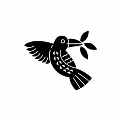 creative details Bird Holding a Leaf in Its Beak Icon vector illustration