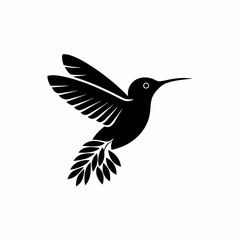 creative details Bird Holding a Leaf in Its Beak Icon vector illustration