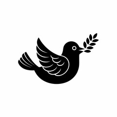 creative details Bird Holding a Leaf in Its Beak Icon vector illustration