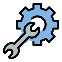 Setting icon flat line style illustration representing configuration, adjustments, or system preferences, suitable for technology, software, and device customization concepts.